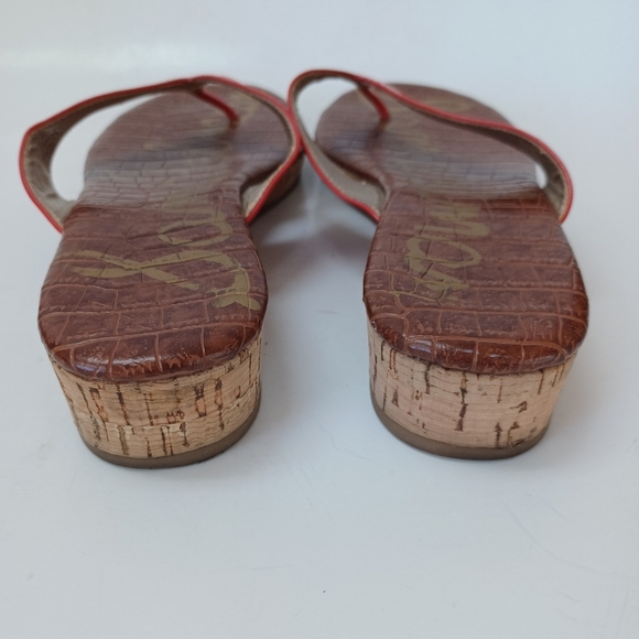 Sam Edelman Sandals Tanya Red Patent Leather Cork Wedge Womens 7.5 M - Picture 5 of 15